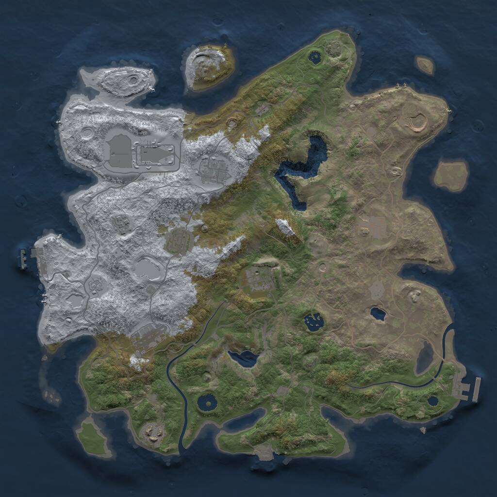 Rust Map: Procedural Map, Size: 4000, Seed: 1830506896, 16 Monuments