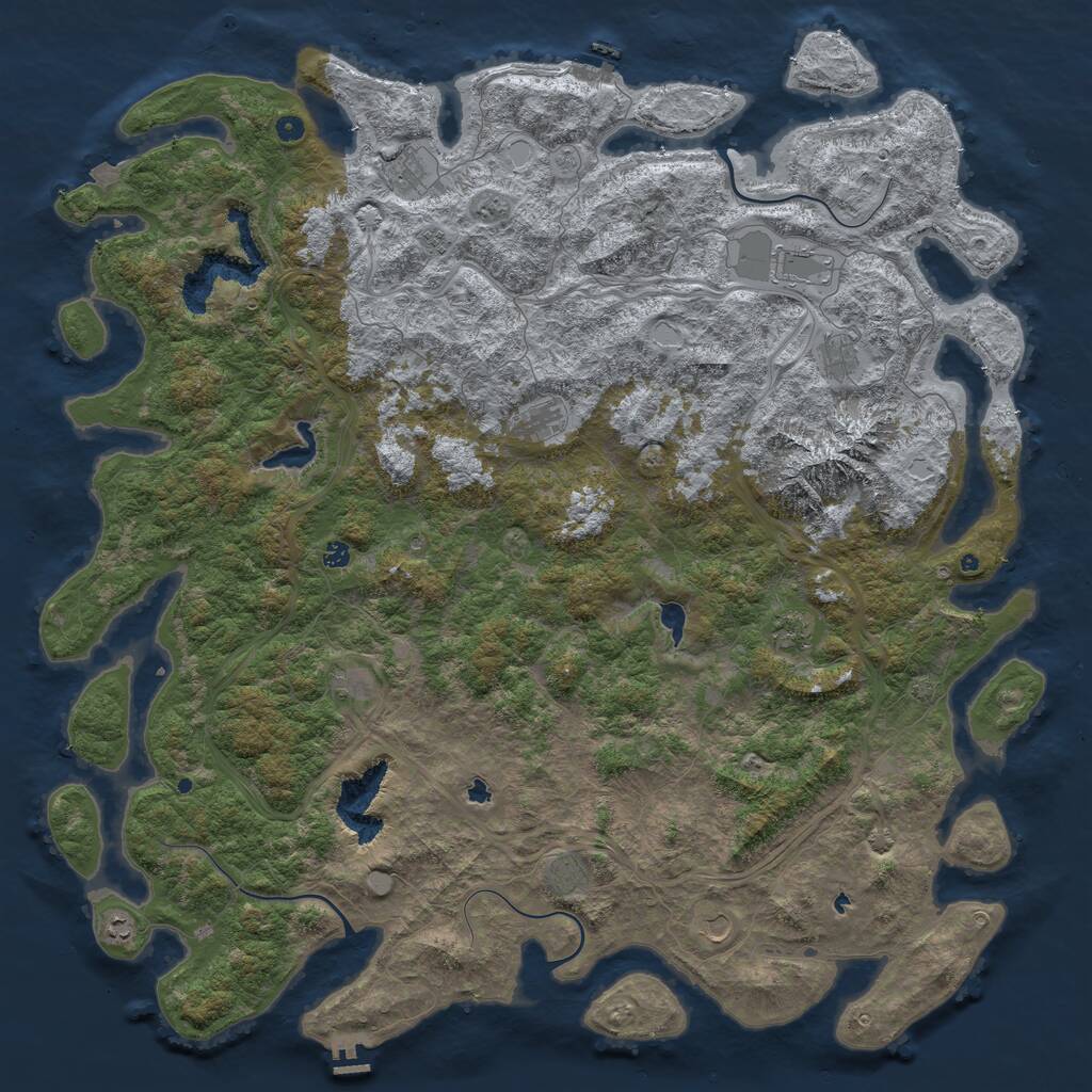 Rust Map: Procedural Map, Size: 6000, Seed: 488727, 17 Monuments
