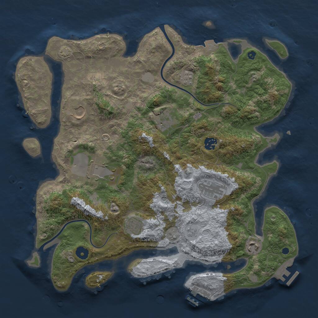 Rust Map: Procedural Map, Size: 3750, Seed: 737868076, 14 Monuments