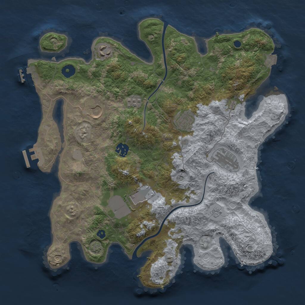 Rust Map: Procedural Map, Size: 3500, Seed: 2078463713, 13 Monuments