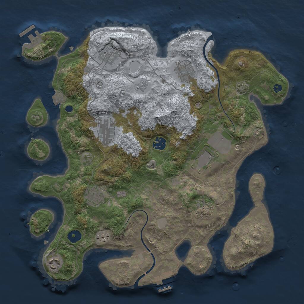 Rust Map: Procedural Map, Size: 3500, Seed: 675963, 15 Monuments