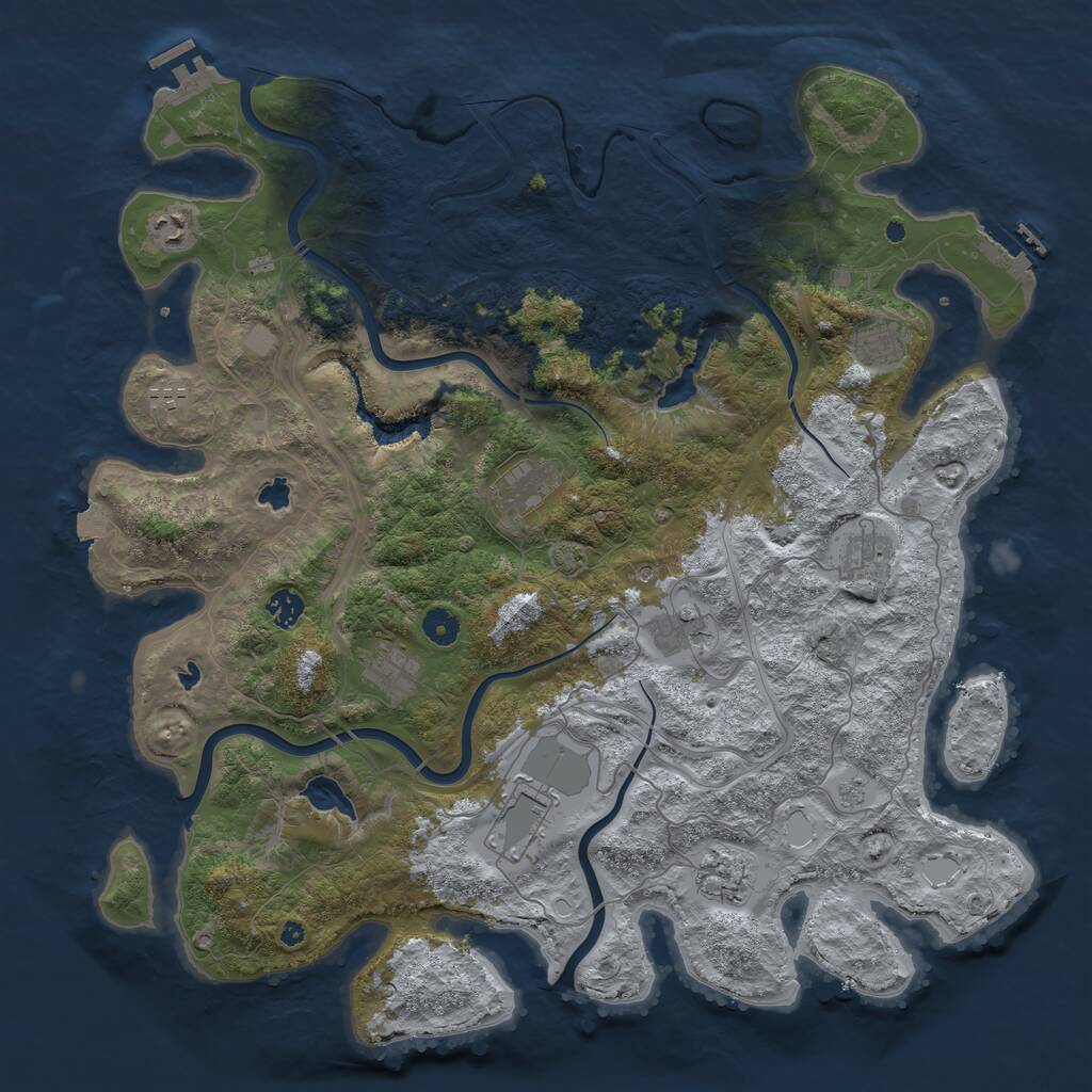 Rust Map: Procedural Map, Size: 4500, Seed: 775417338, 16 Monuments