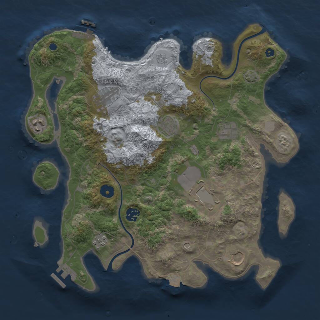 Rust Map: Procedural Map, Size: 3500, Seed: 1236469760, 14 Monuments