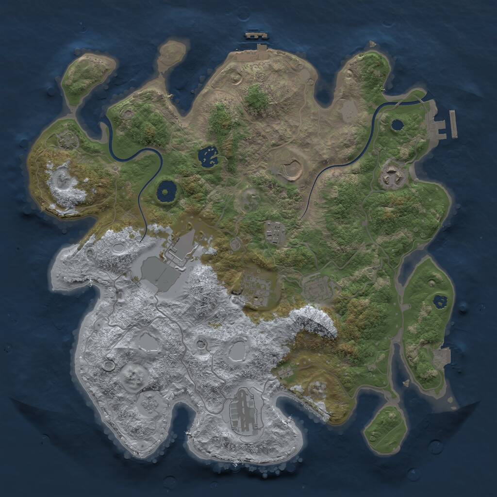 Rust Map: Procedural Map, Size: 3550, Seed: 2096706454, 14 Monuments