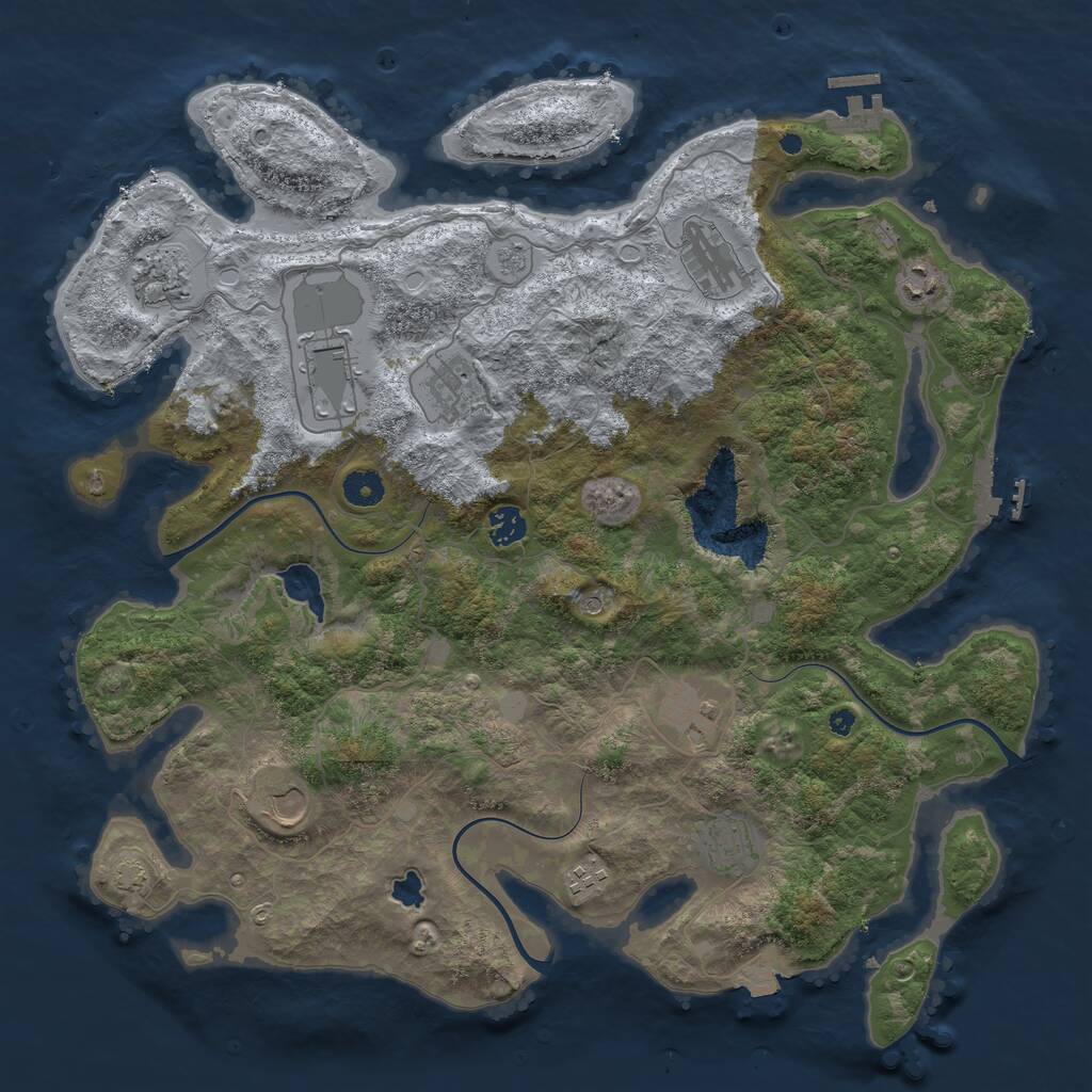 Rust Map: Procedural Map, Size: 4200, Seed: 350090000, 16 Monuments