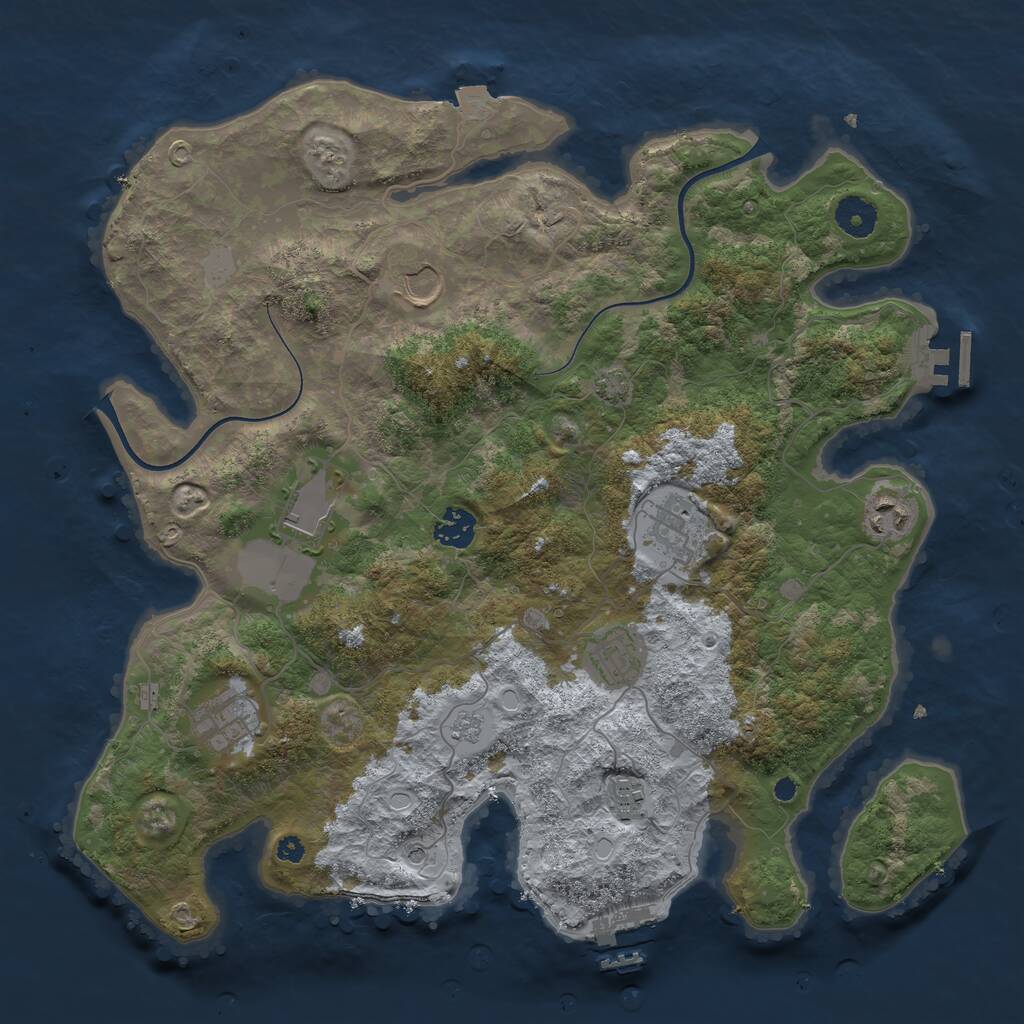 Rust Map: Procedural Map, Size: 3750, Seed: 591742194, 14 Monuments