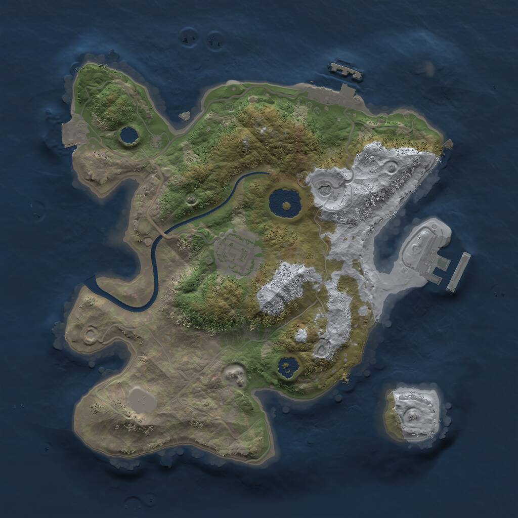 Rust Map: Procedural Map, Size: 2500, Seed: 622662, 5 Monuments
