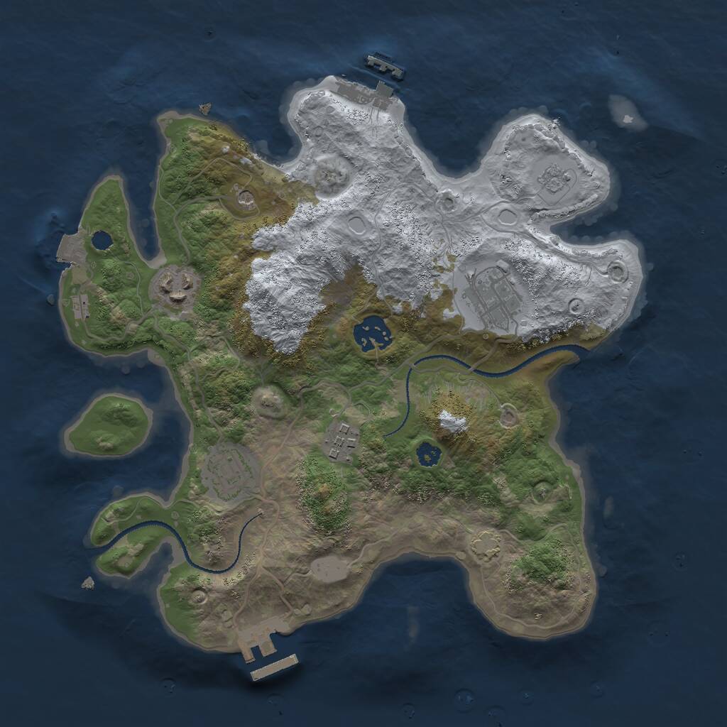 Rust Map: Procedural Map, Size: 3000, Seed: 2031364299, 11 Monuments