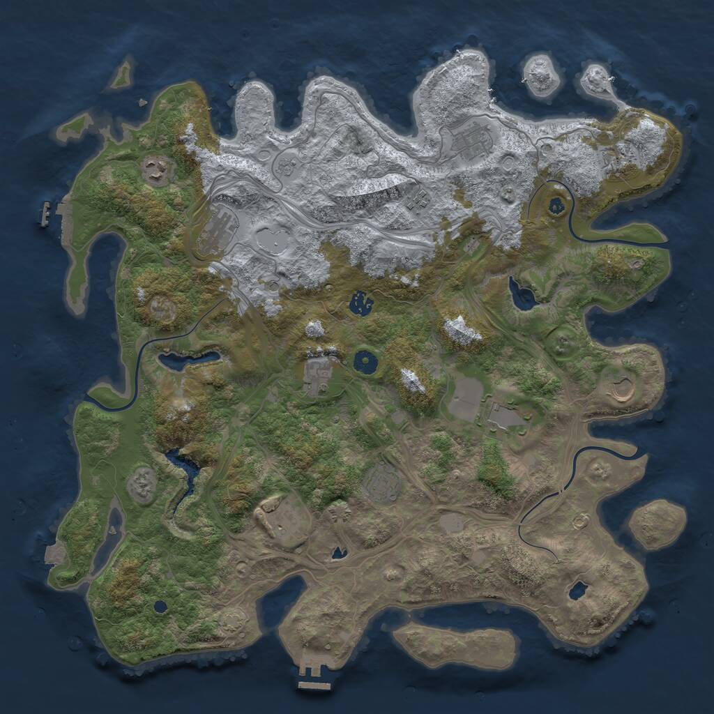 Rust Map: Procedural Map, Size: 4500, Seed: 154765901, 17 Monuments