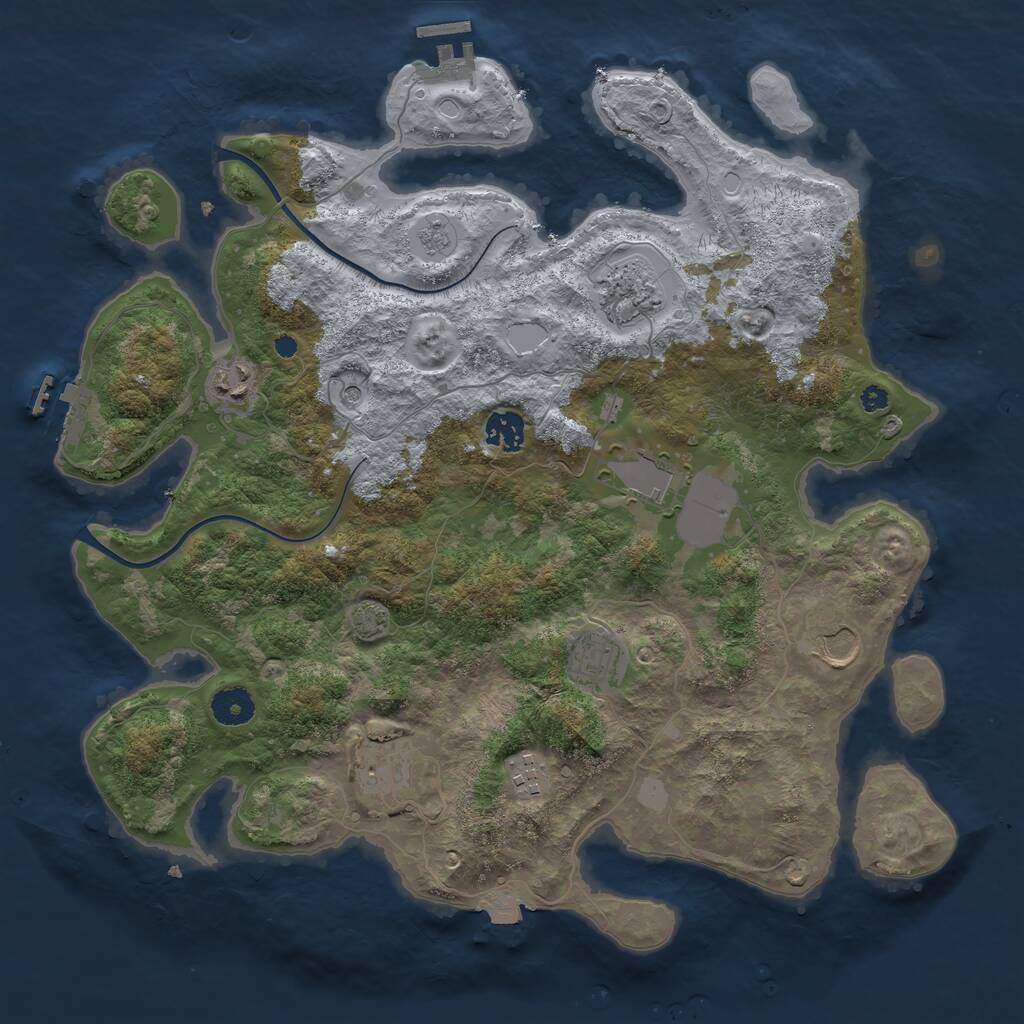 Rust Map: Procedural Map, Size: 3800, Seed: 4500, 14 Monuments