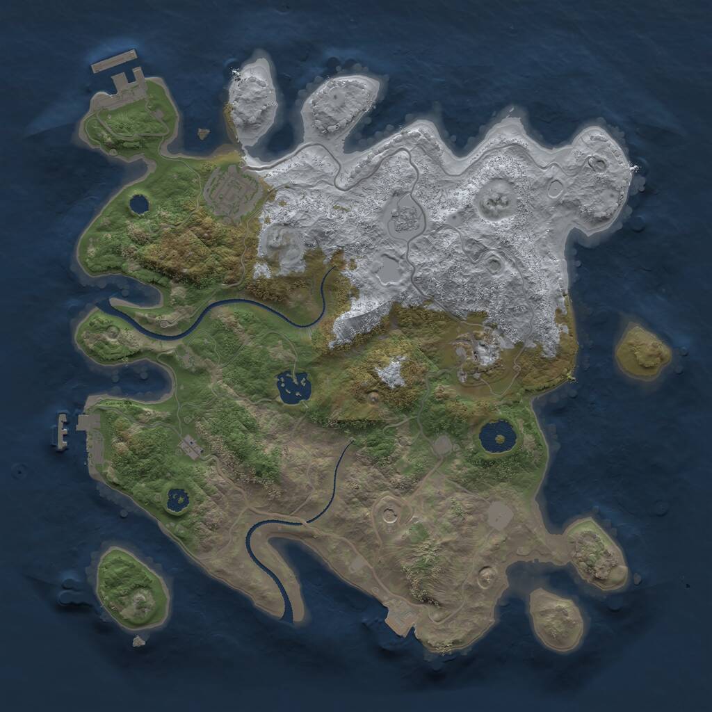 Rust Map: Procedural Map, Size: 3100, Seed: 73376774, 8 Monuments