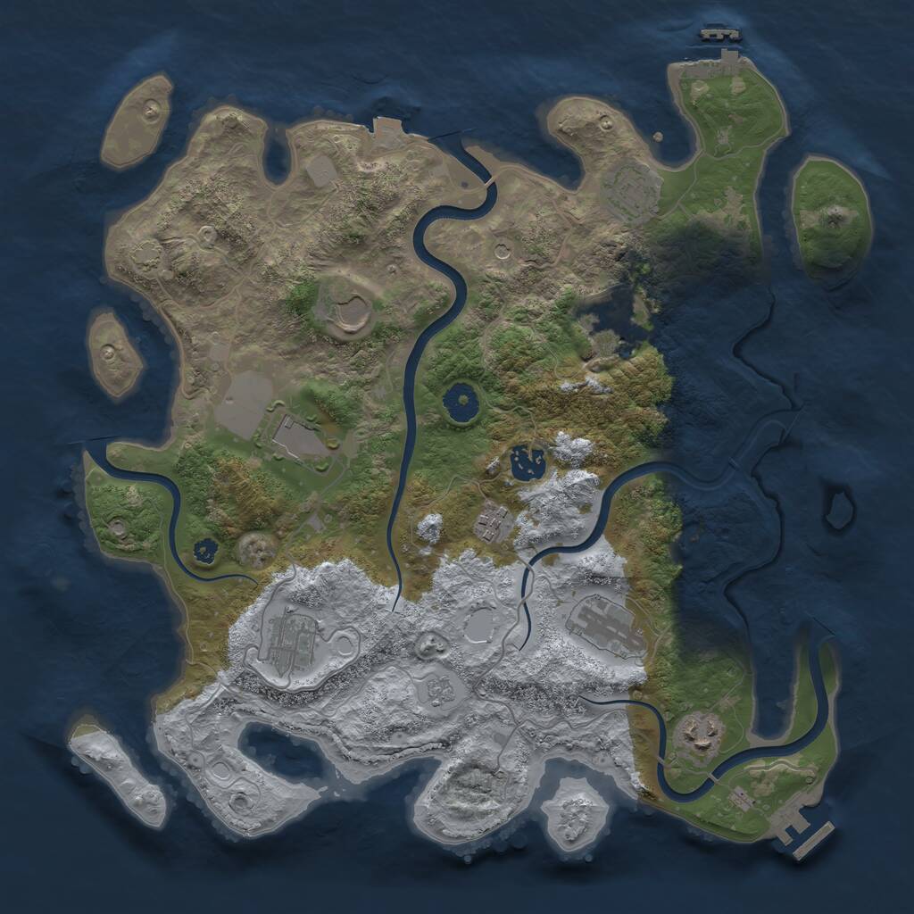 Rust Map: Procedural Map, Size: 3750, Seed: 2134431920, 15 Monuments