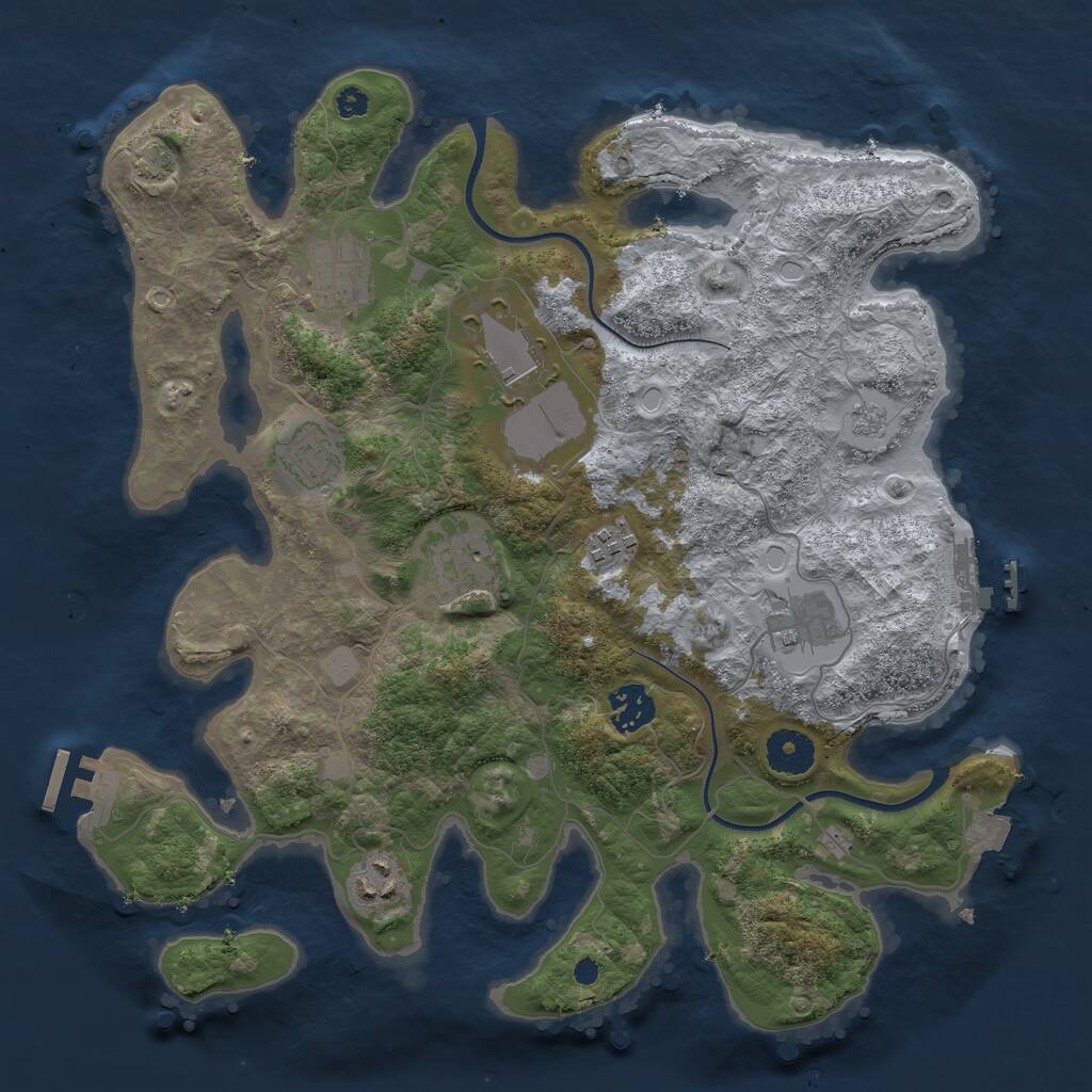 Rust Map: Procedural Map, Size: 3500, Seed: 1588595903, 13 Monuments