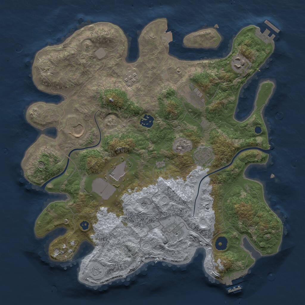 Rust Map: Procedural Map, Size: 3500, Seed: 9554, 14 Monuments