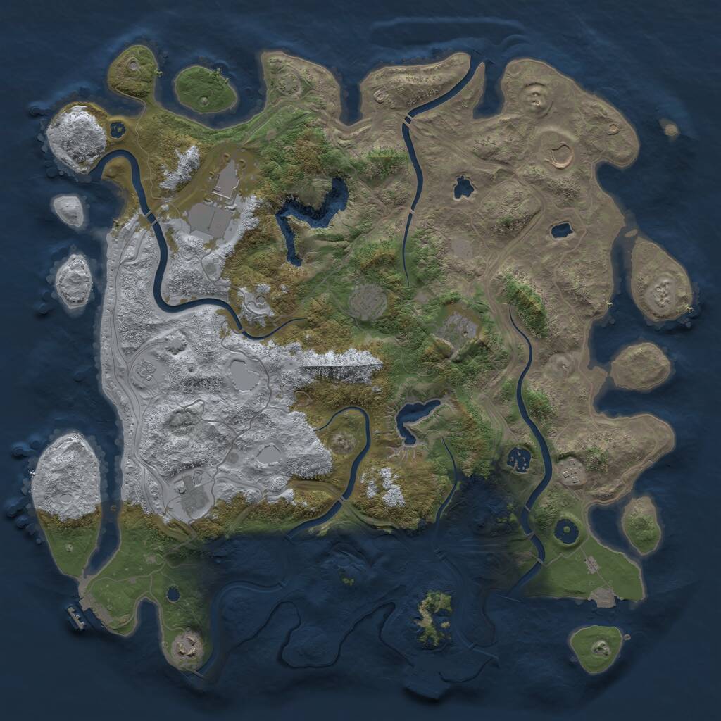 Rust Map: Procedural Map, Size: 4500, Seed: 643191344, 14 Monuments