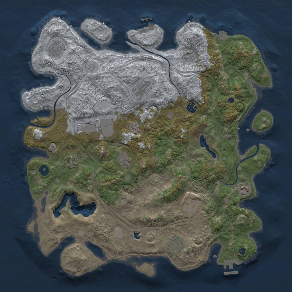 Rust Map: Procedural Map, Size: 4250, Seed: 1230652644, 16 Monuments