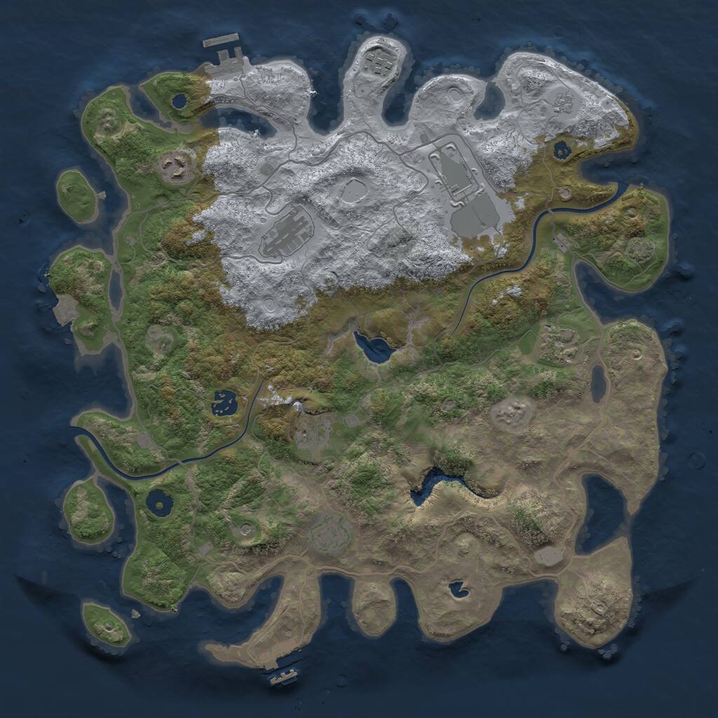 Rust Map: Procedural Map, Size: 4000, Seed: 234432, 14 Monuments