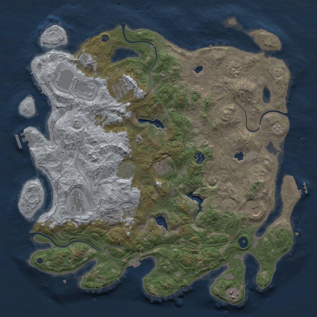 Rust Map: Procedural Map, Size: 4500, Seed: 2348342, 16 Monuments