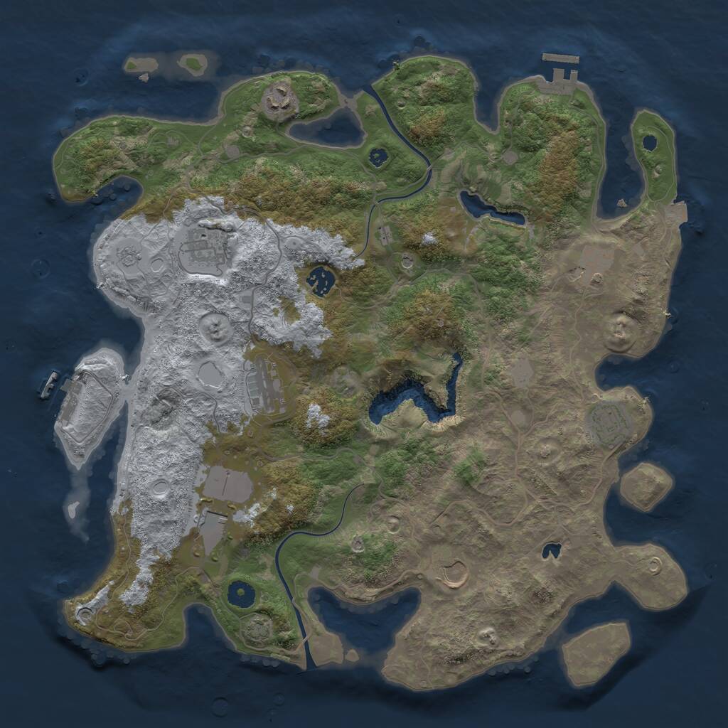 Rust Map: Procedural Map, Size: 4000, Seed: 1949280272, 14 Monuments