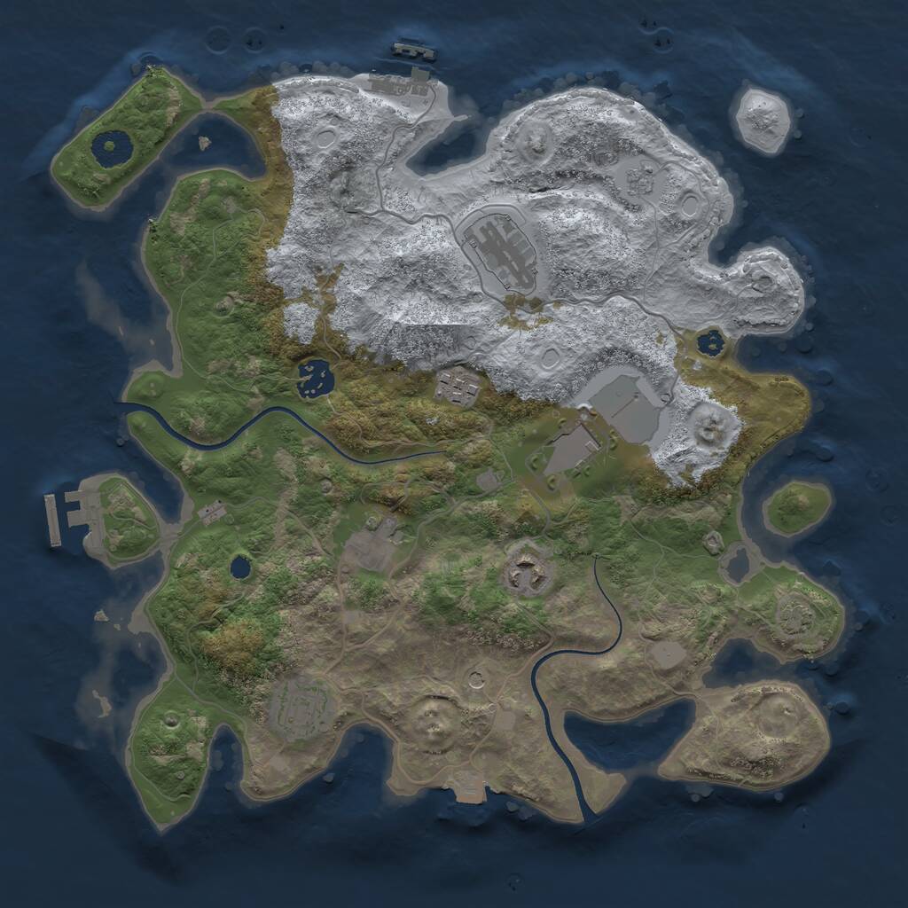 Rust Map: Procedural Map, Size: 3500, Seed: 55599, 13 Monuments