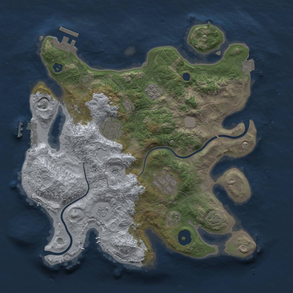 Rust Map: Procedural Map, Size: 3000, Seed: 1642765259, 9 Monuments