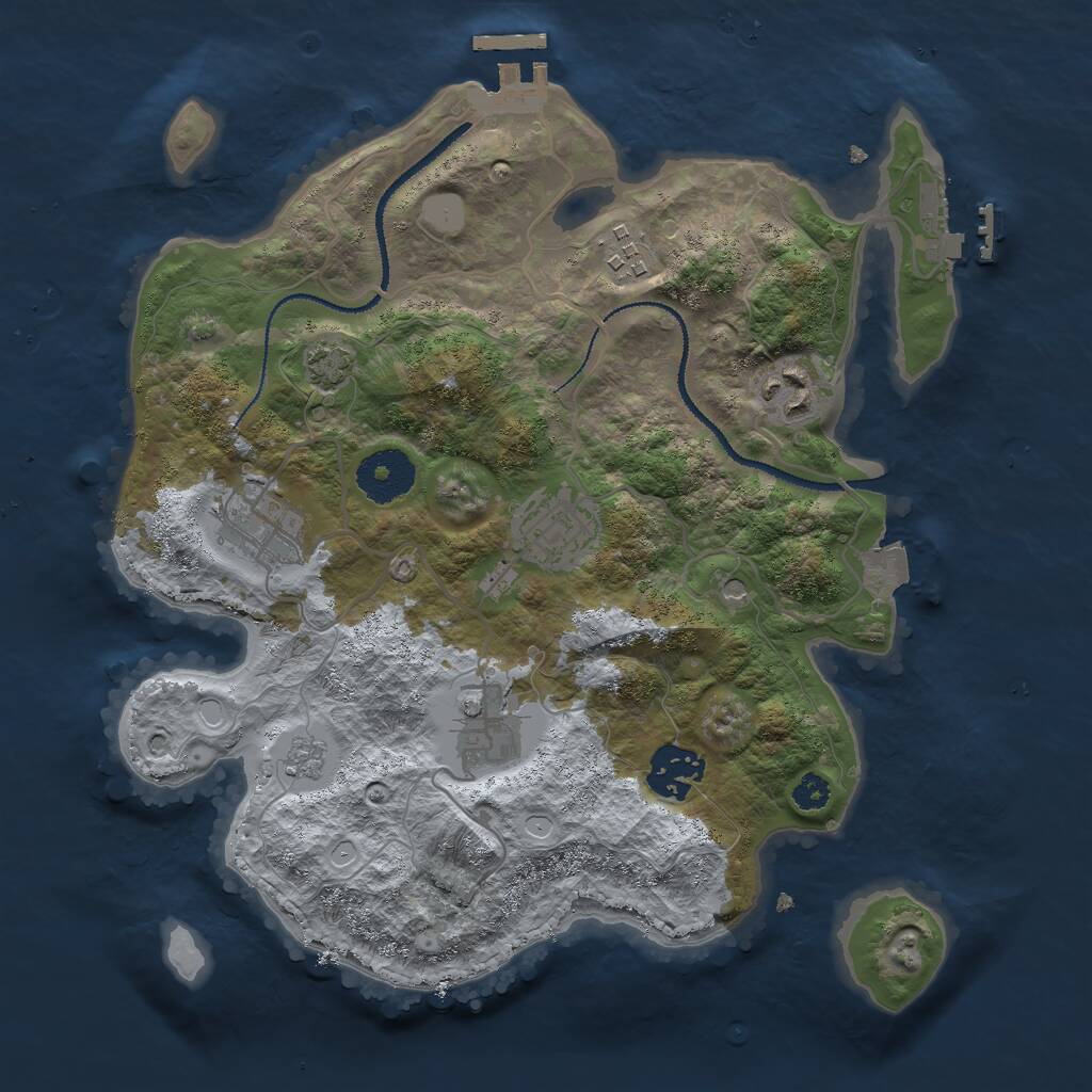 Rust Map: Procedural Map, Size: 3000, Seed: 234223087, 12 Monuments