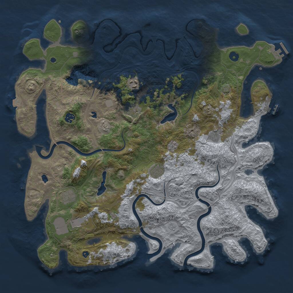 Rust Map: Procedural Map, Size: 4500, Seed: 488515484, 14 Monuments