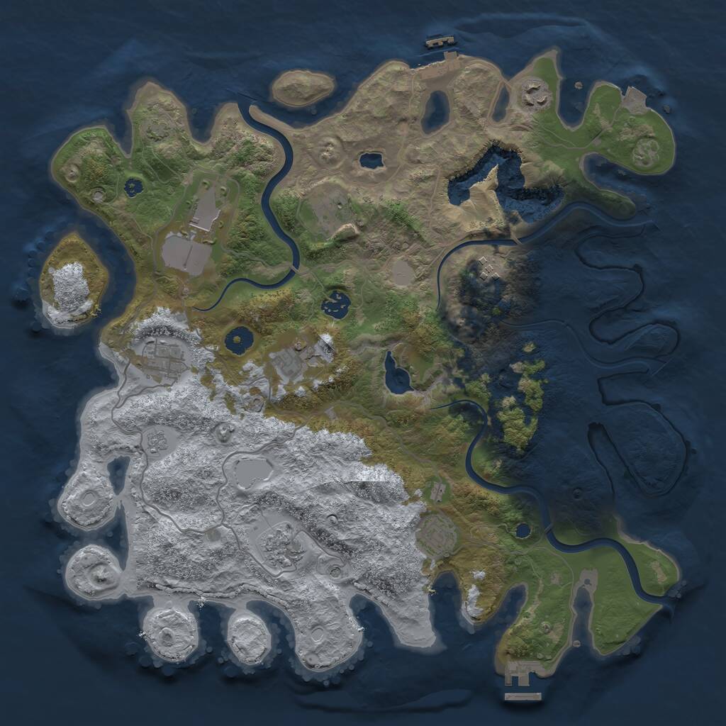 Rust Map: Procedural Map, Size: 4000, Seed: 63498443, 15 Monuments