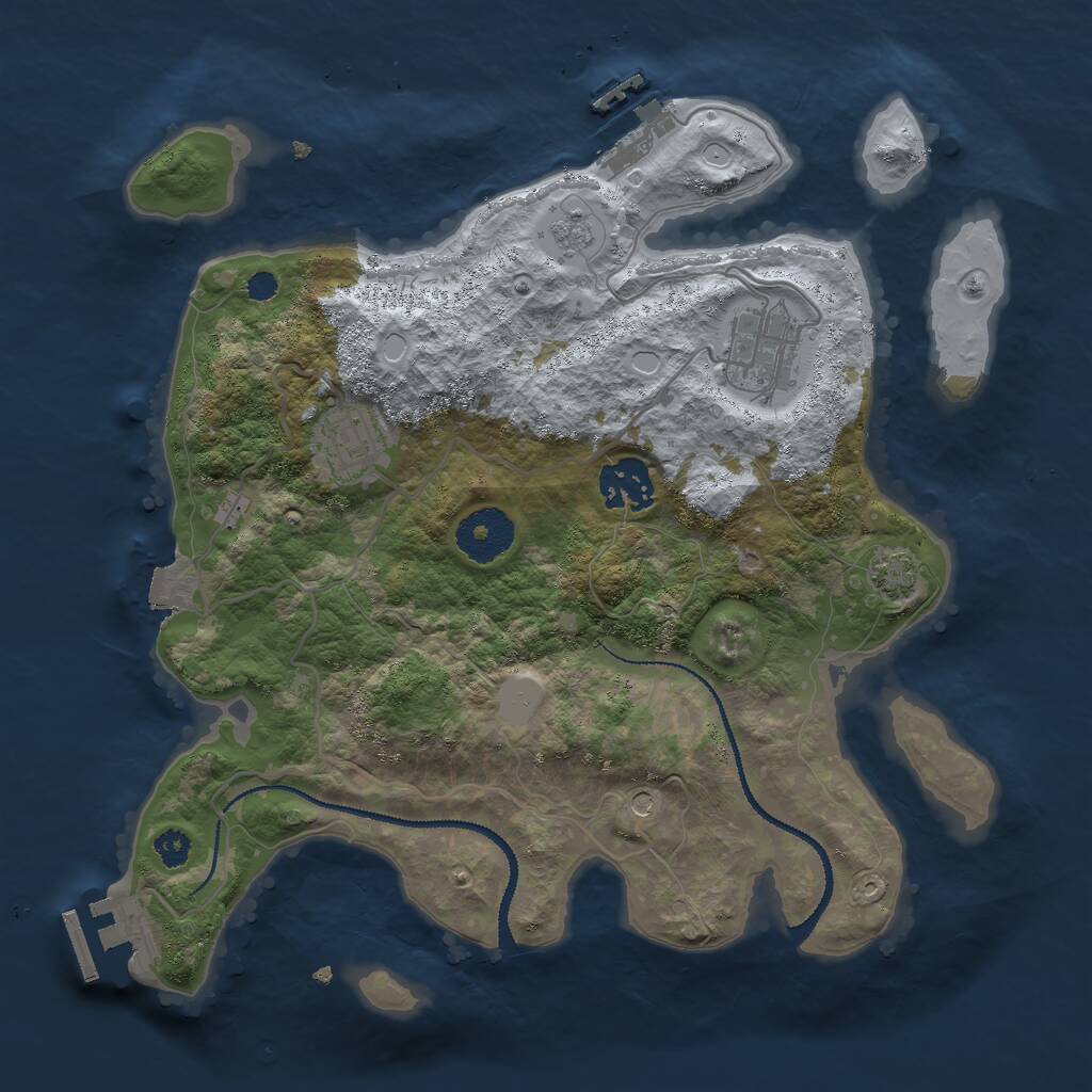 Rust Map: Procedural Map, Size: 3000, Seed: 97278, 9 Monuments
