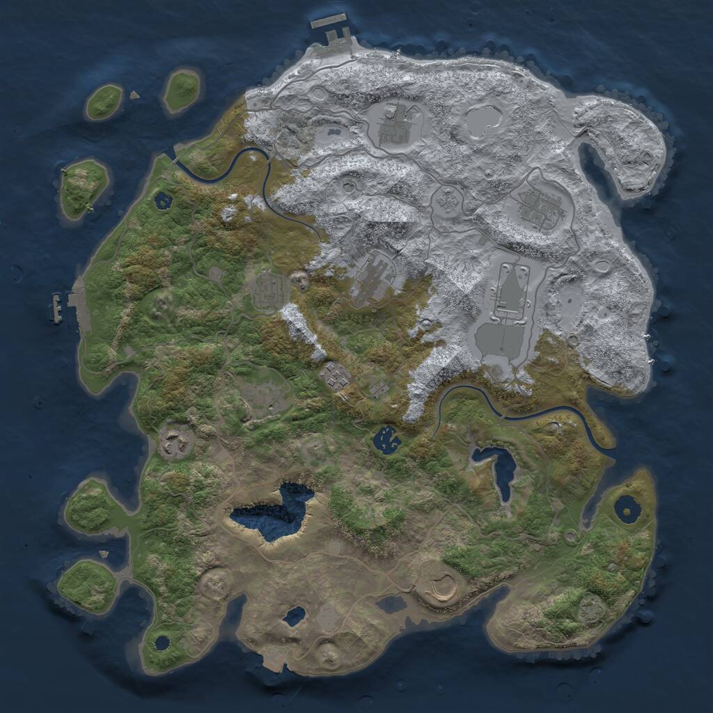 Rust Map: Procedural Map, Size: 4000, Seed: 1218996203, 16 Monuments