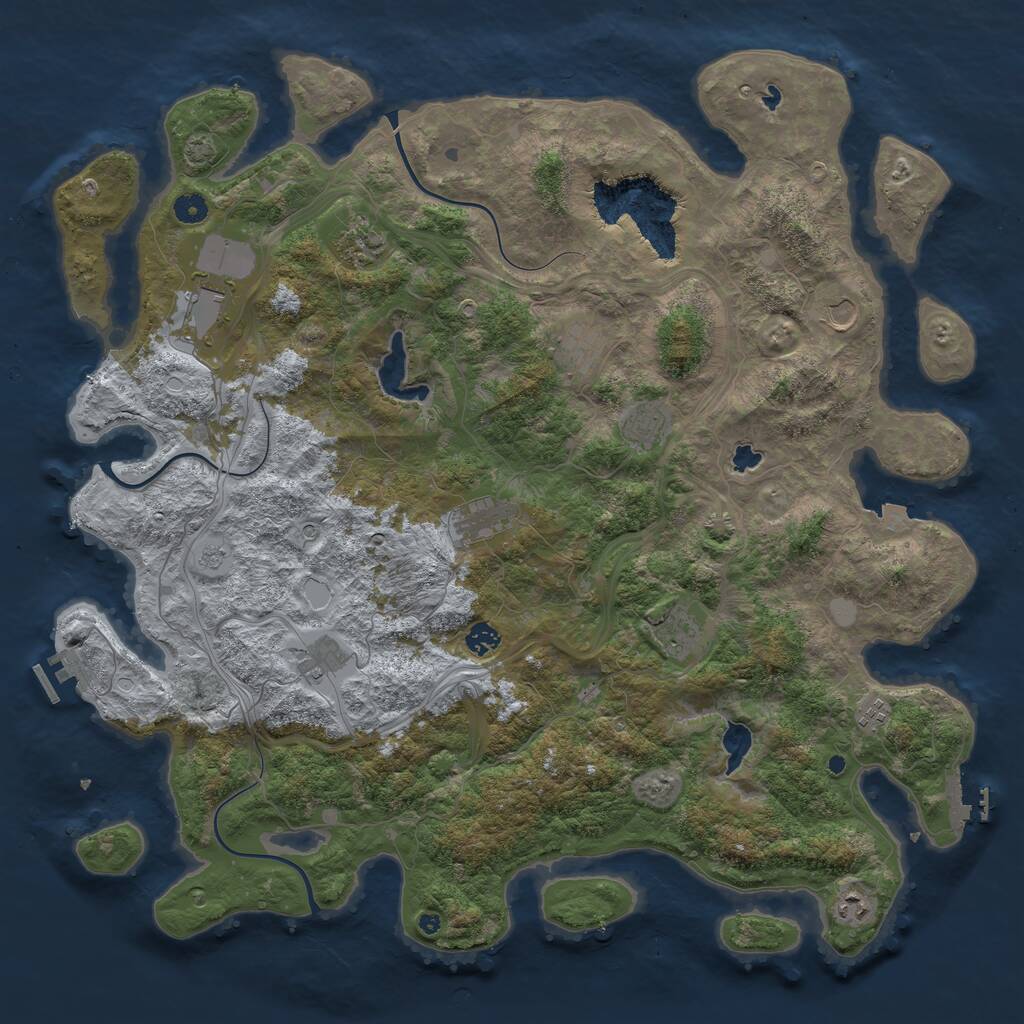 Rust Map: Procedural Map, Size: 4800, Seed: 1280711250, 17 Monuments