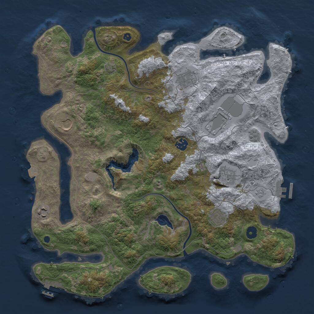 Rust Map: Procedural Map, Size: 4000, Seed: 2134688232, 13 Monuments