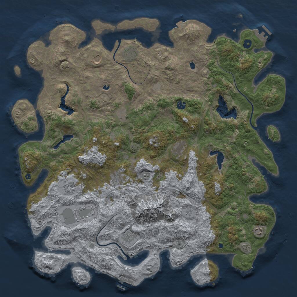 Rust Map: Procedural Map, Size: 5000, Seed: 2036138452, 17 Monuments