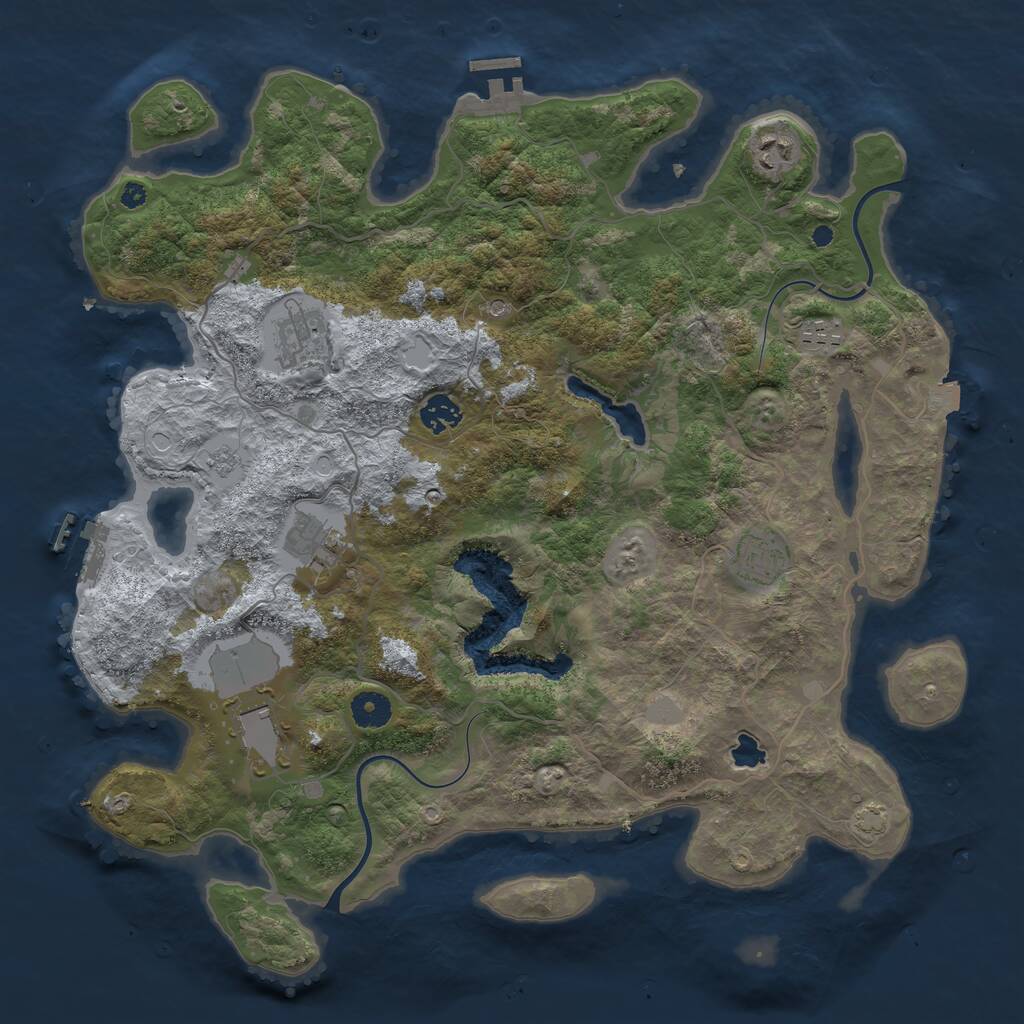 Rust Map: Procedural Map, Size: 4000, Seed: 49870, 13 Monuments