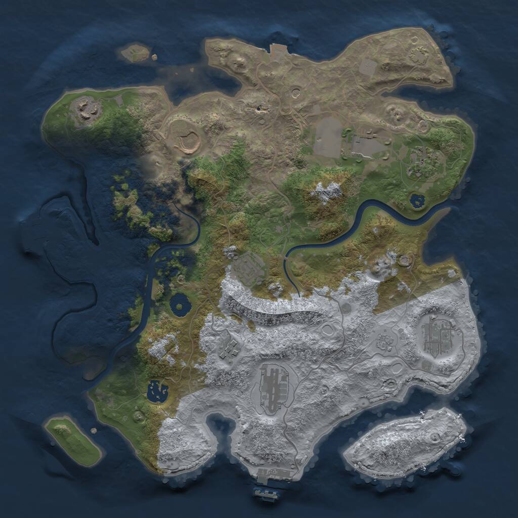 Rust Map: Procedural Map, Size: 3500, Seed: 1832744632, 15 Monuments