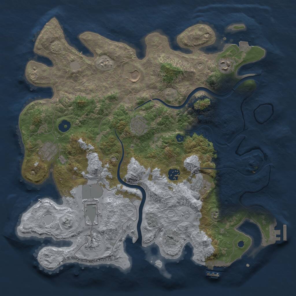 Rust Map: Procedural Map, Size: 3750, Seed: 1207085898, 15 Monuments
