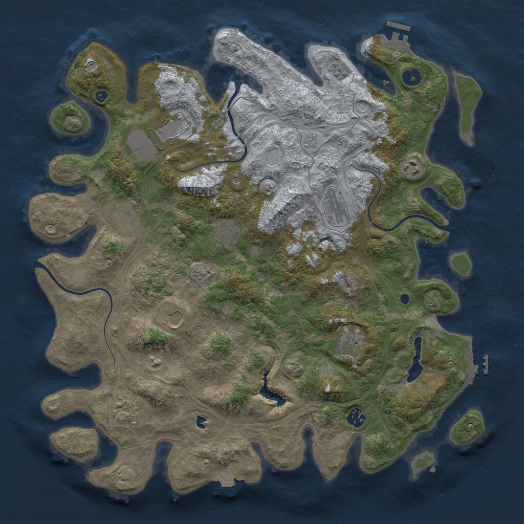 Rust Map: Procedural Map, Size: 4400, Seed: 1036563802, 16 Monuments