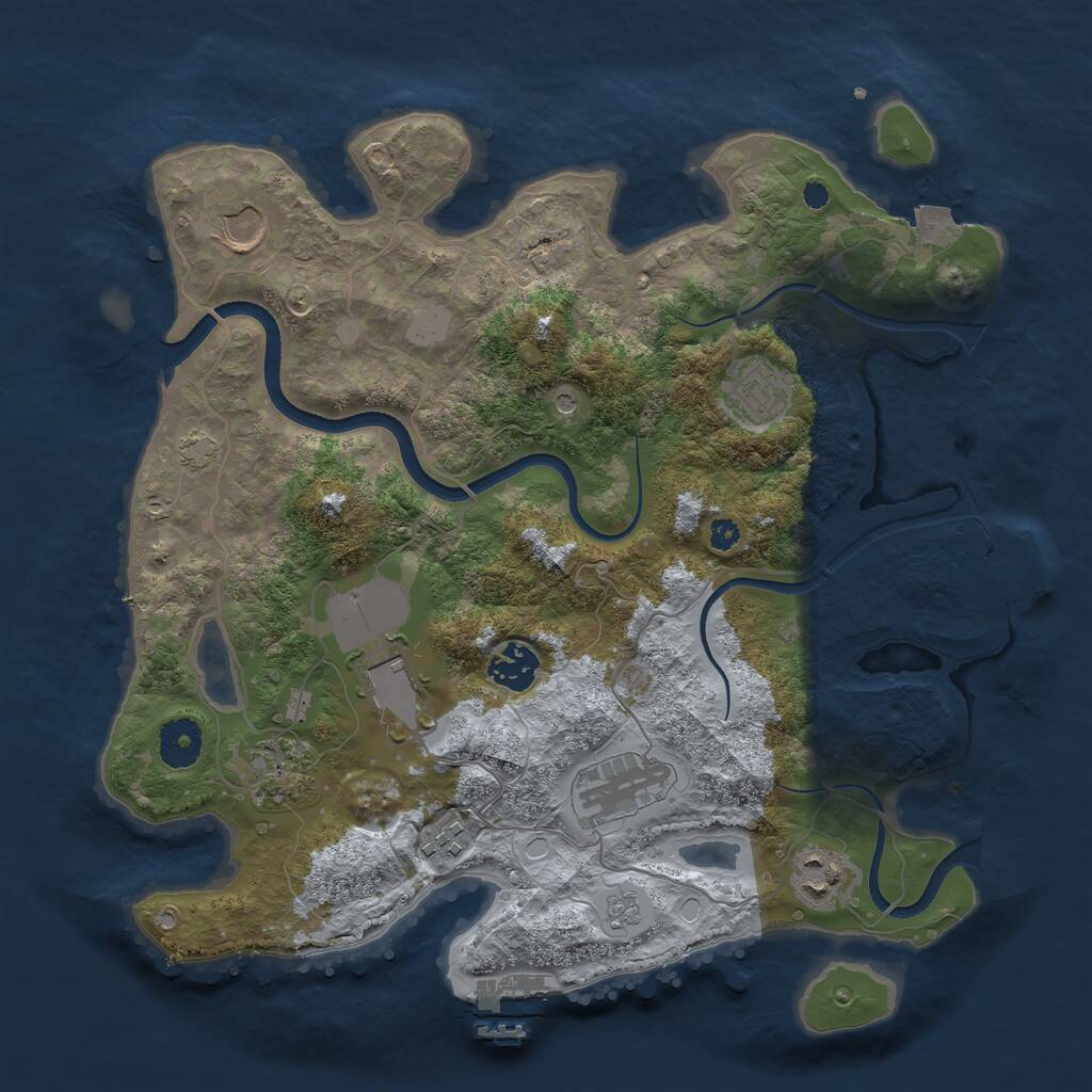 Rust Map: Procedural Map, Size: 3500, Seed: 1533901607, 14 Monuments