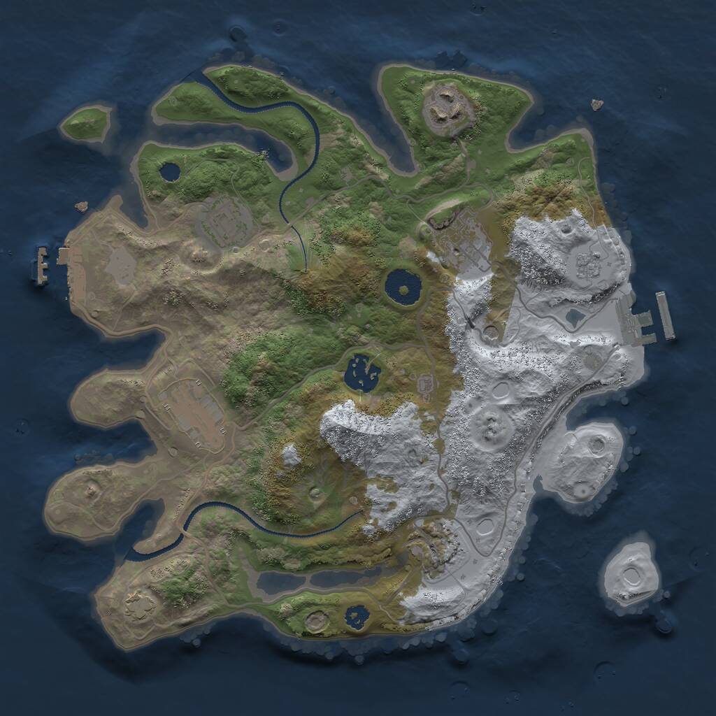 Rust Map: Procedural Map, Size: 3000, Seed: 22803, 12 Monuments