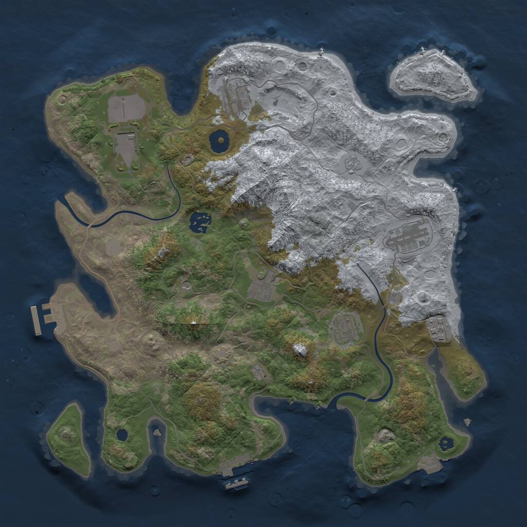 Rust Map: Procedural Map, Size: 3600, Seed: 6225, 13 Monuments