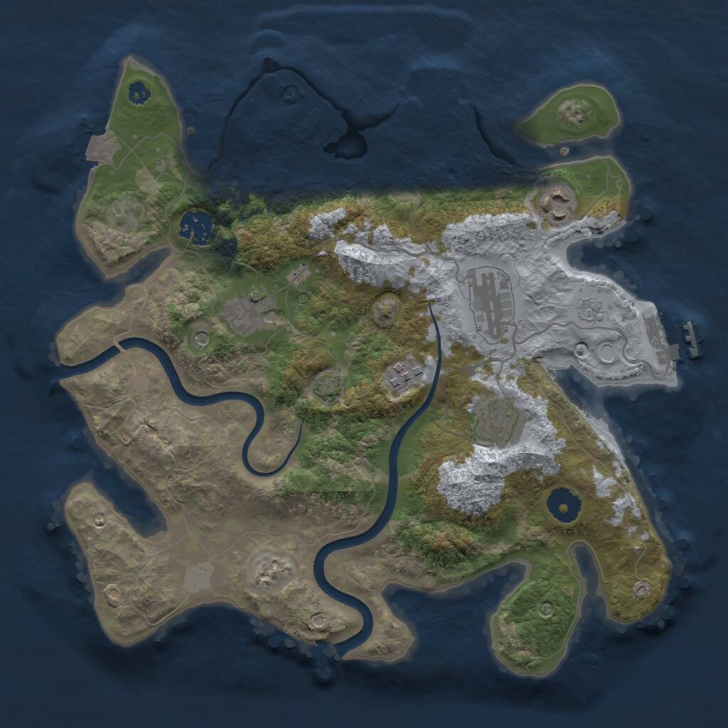 Rust Map: Procedural Map, Size: 3250, Seed: 1043170402, 12 Monuments