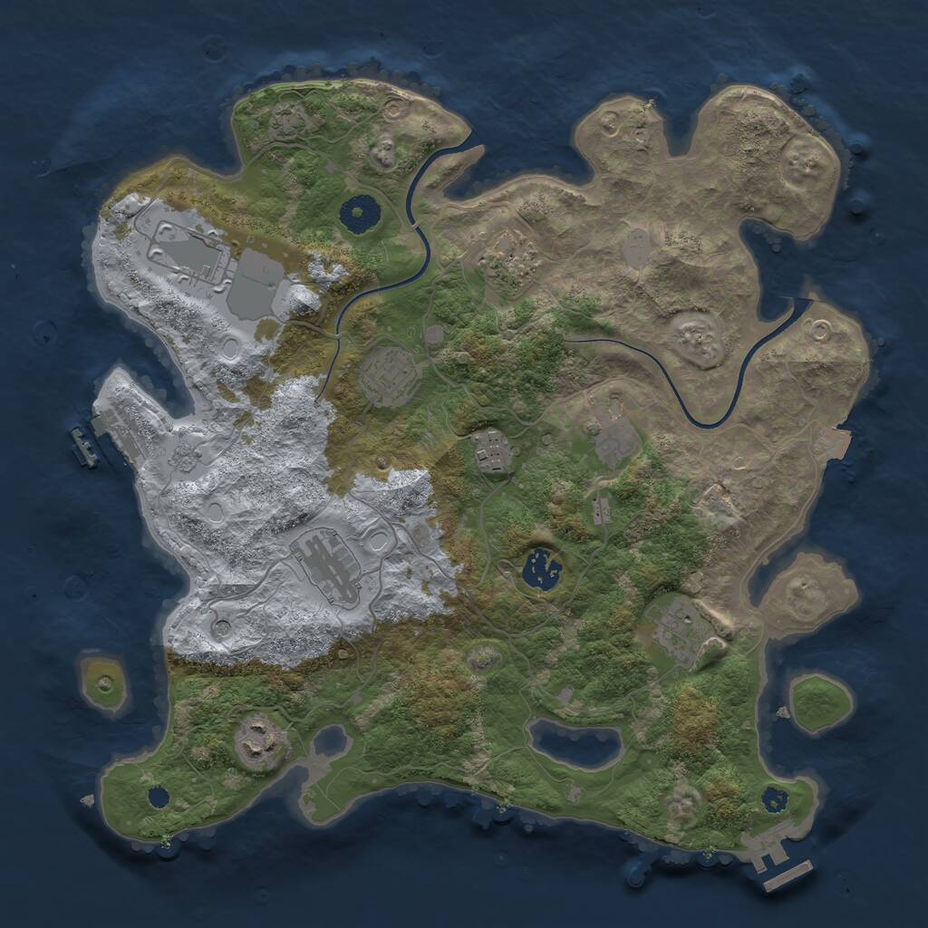 Rust Map: Procedural Map, Size: 3600, Seed: 990328, 15 Monuments