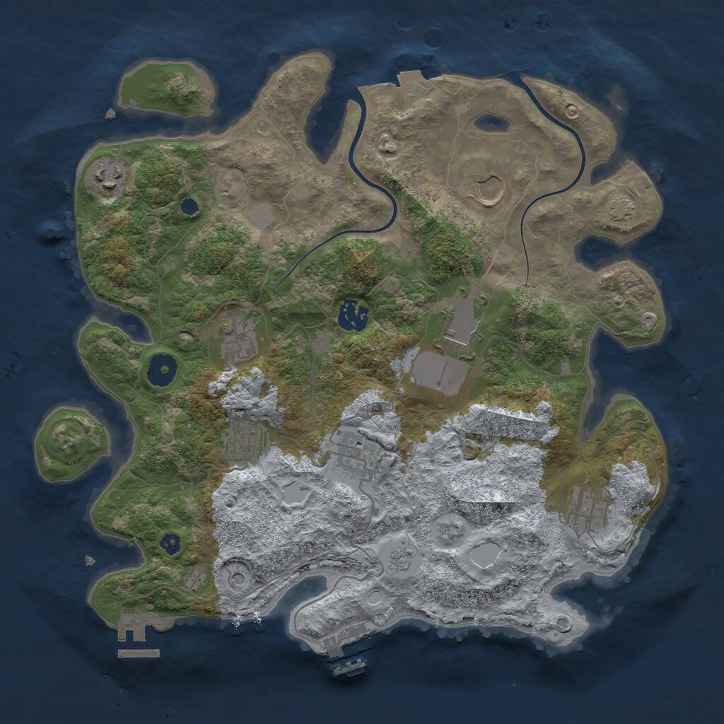 Rust Map: Procedural Map, Size: 3500, Seed: 1707622191, 14 Monuments