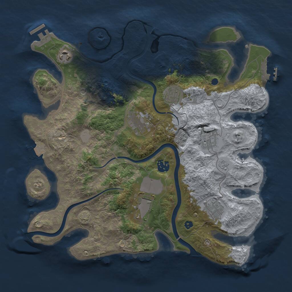 Rust Map: Procedural Map, Size: 3500, Seed: 182591981, 14 Monuments