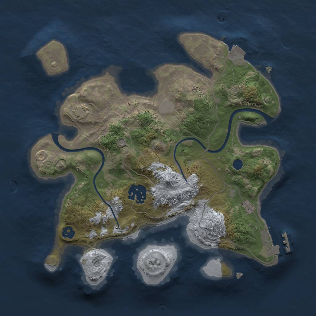 Rust Map: Procedural Map, Size: 2500, Seed: 413735766, 4 Monuments