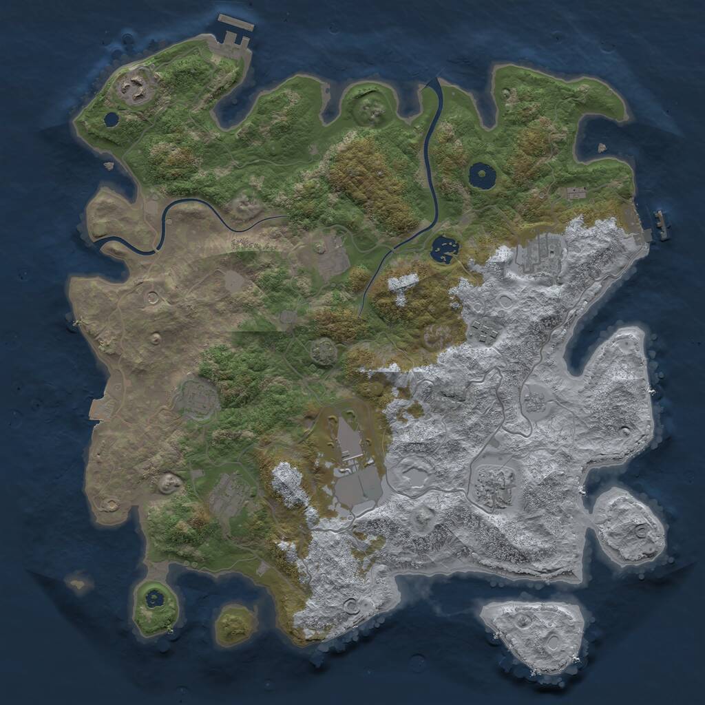 Rust Map: Procedural Map, Size: 3900, Seed: 44, 15 Monuments
