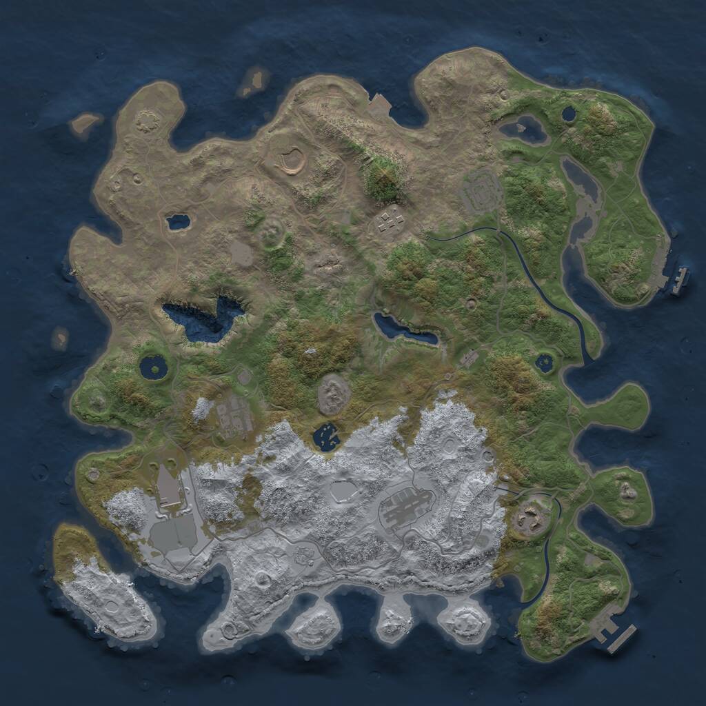 Rust Map: Procedural Map, Size: 4000, Seed: 1328536447, 14 Monuments