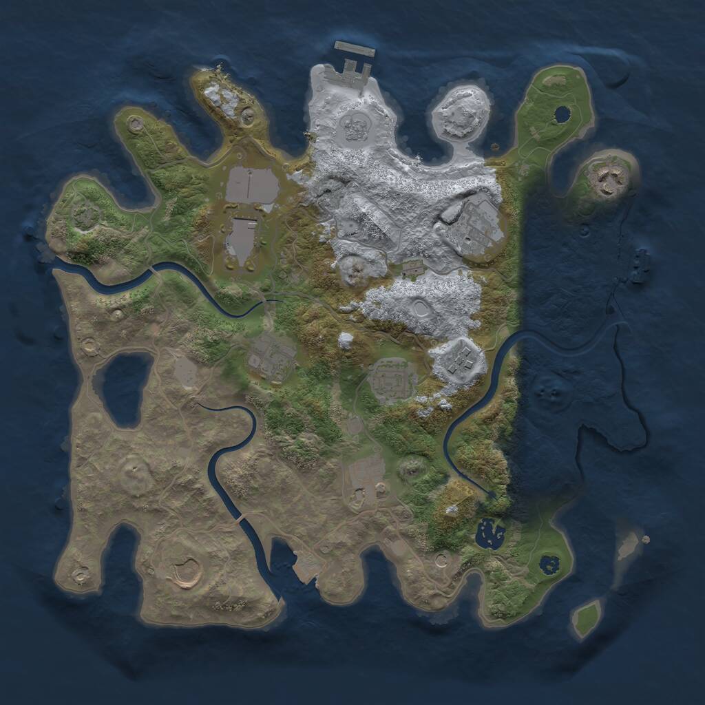 Rust Map: Procedural Map, Size: 3500, Seed: 1347426970, 15 Monuments