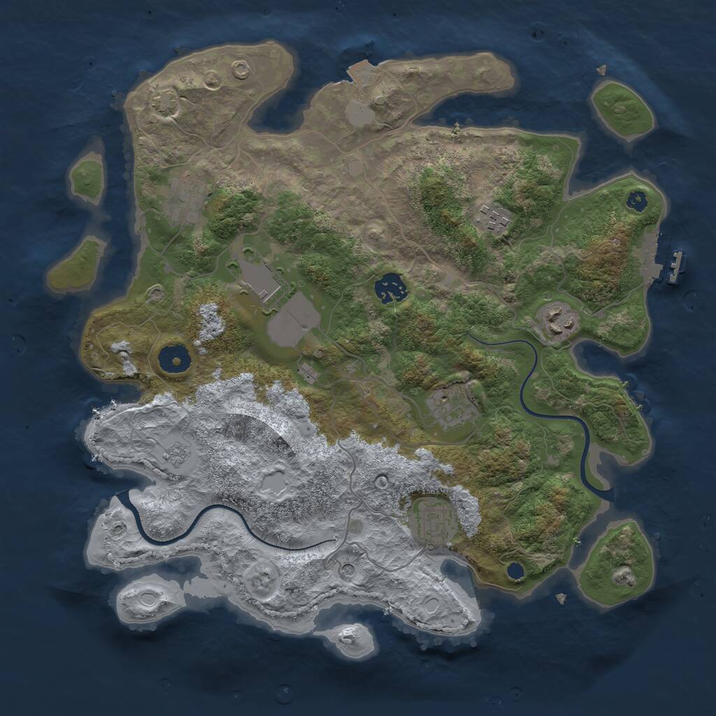Rust Map: Procedural Map, Size: 3500, Seed: 1121221080, 12 Monuments