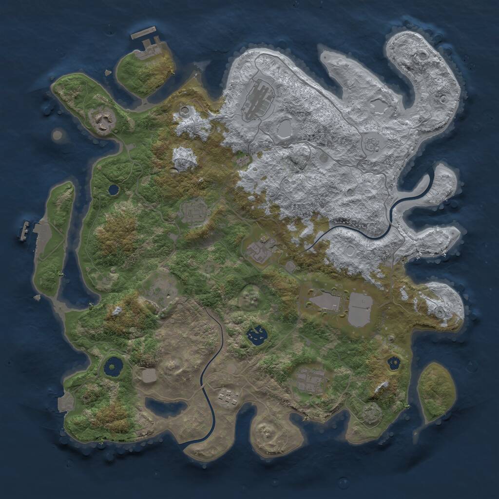 Rust Map: Procedural Map, Size: 3900, Seed: 333, 15 Monuments